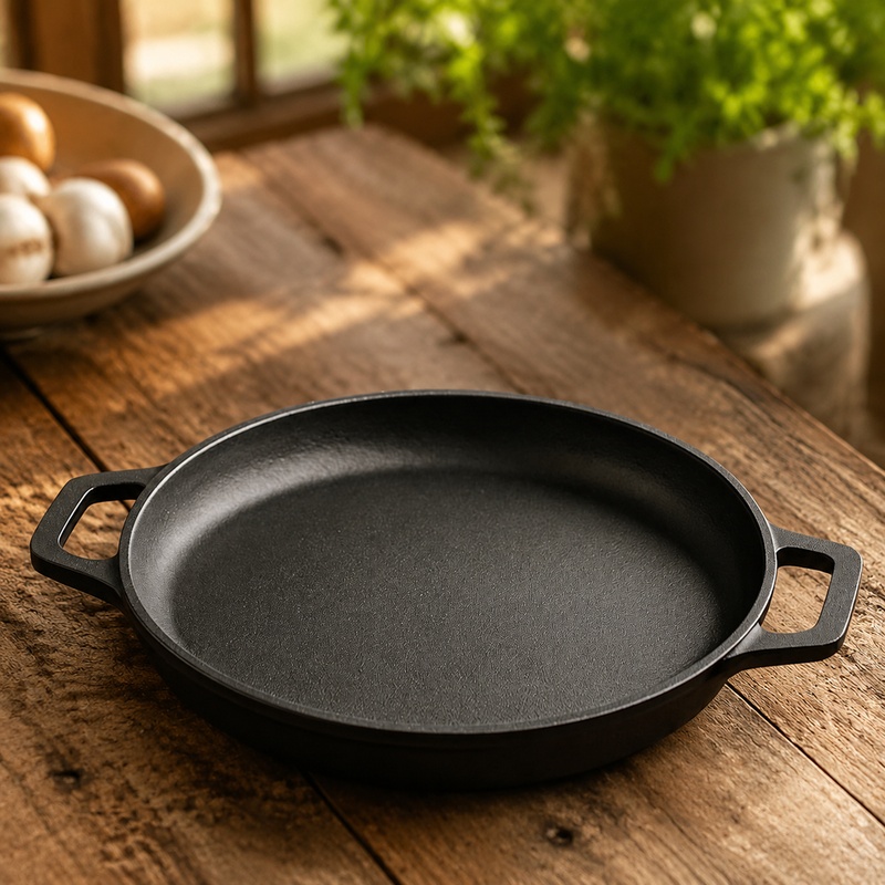 Egg Waffle Pan - 頑丈な鋳鉄製フライパン、ノンスティック加工、ステーキ、卵、パンケーキ、野菜の屋内外でのグリルに最適