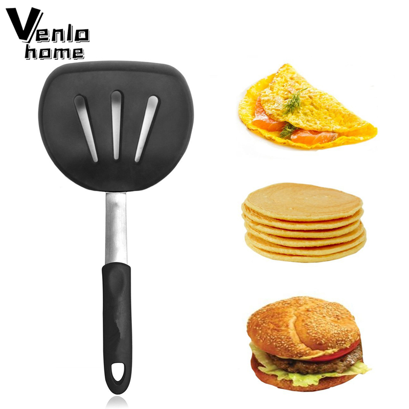 Okonomiyaki Spatula - 柔軟なシリコーンへらターナーワイドノンスティックパンケーキターナーステンレス鋼ハンドルキッチン調理ターナー Bpa フリー