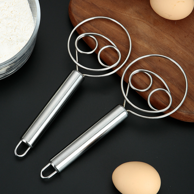 Danish Pancake Pan - デンマーク生地泡立て器オランダスタイルステンレス鋼パン生地ハンドミキサー双眼コイルヘッドコンフォートハンドルビスケットパンケーキ