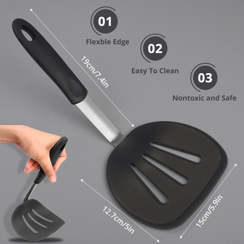 柔軟なシリコーンへらターナーワイドノンスティックパンケーキタ - Okonomiyaki Spatula のレビューと価格