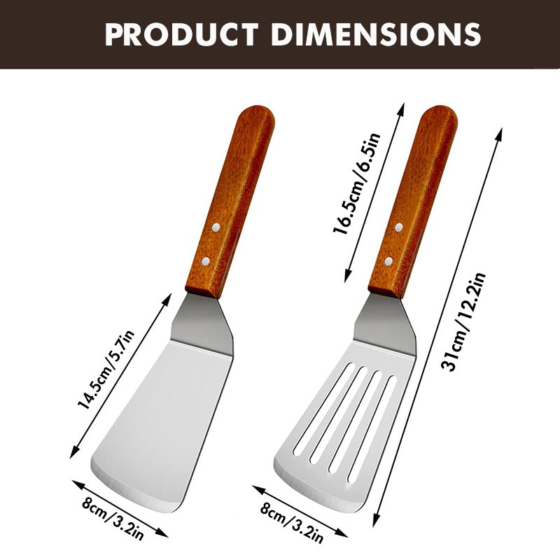 木製ハンドル付きスロットスパチュラ、鋳鉄フライパン、フィッシ - Okonomiyaki Spatula のレビューと価格