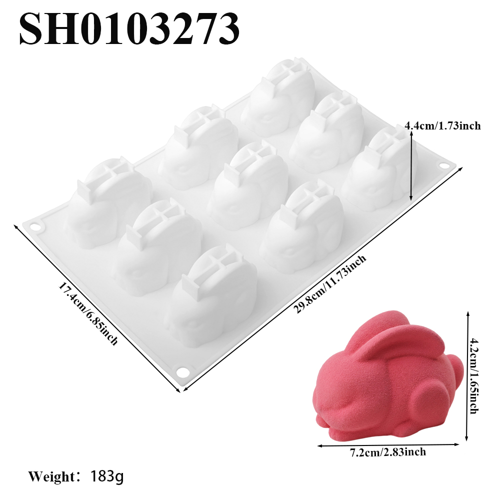 9セルしゃがむ長耳ウサギデザインチョコレートケーキ型シリコン - Bunny Cake Mold のレビューと価格