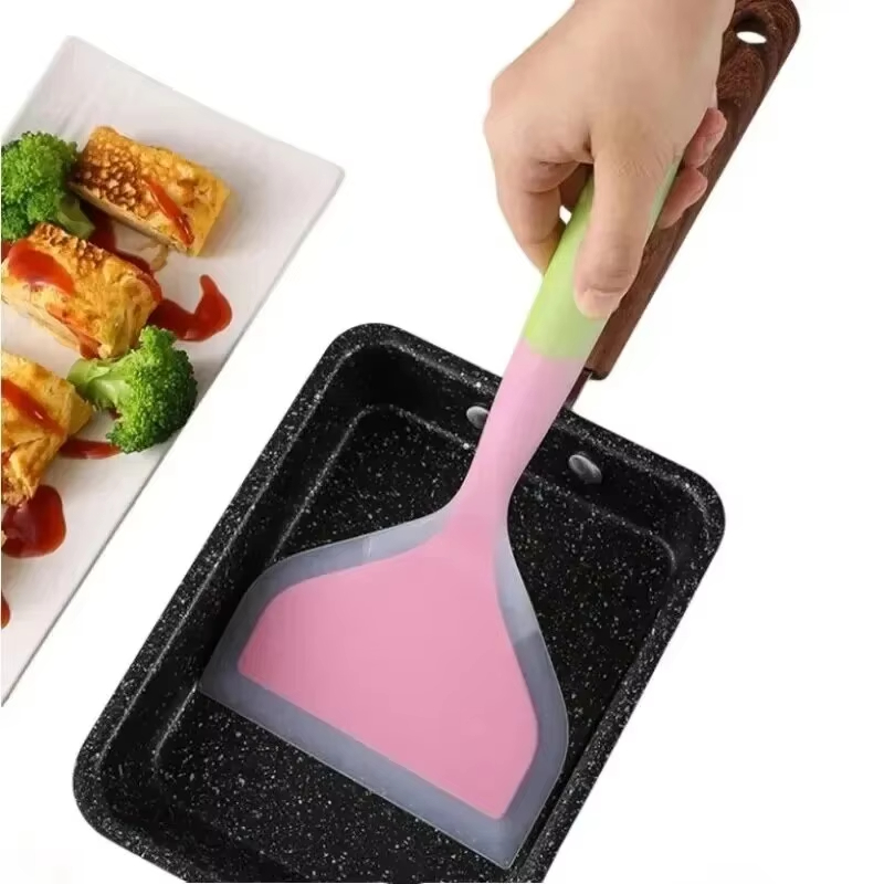 ランダムカラーパンケーキヘラシリコーン高温耐性牛肉肉卵キッチ - Okonomiyaki Spatula のレビューと価格