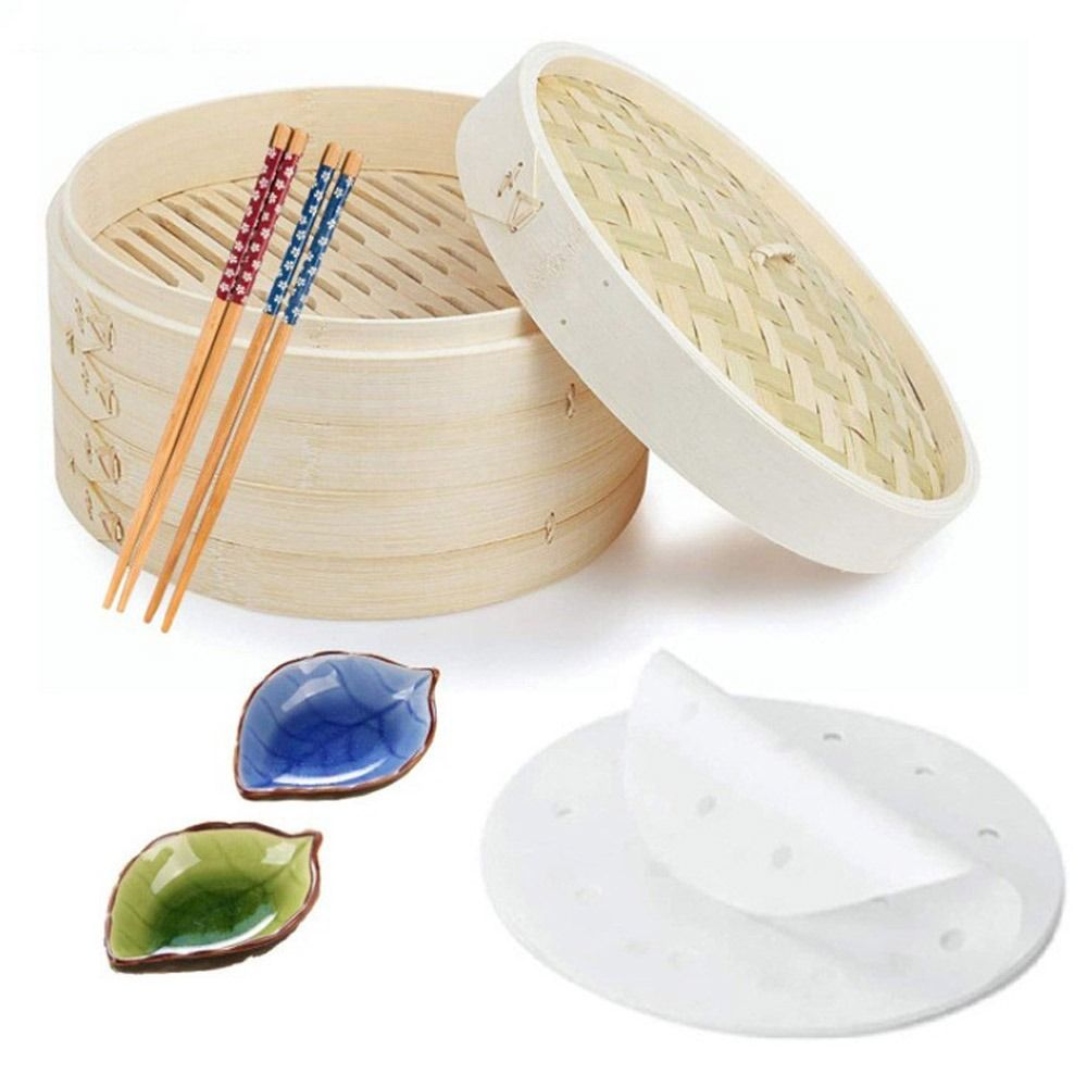 中華蒸し器 竹製蒸し器 蓋付き 点心調理用蒸し器 餃子蒸し器 - Bao Steamer Bamboo のレビューと価格