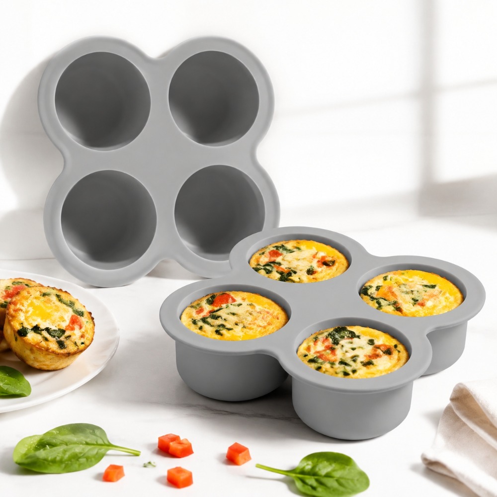 エアフライヤー用エッグモールド2個セット、4カップシリコン製 - Egg Waffle Pan のレビューと価格